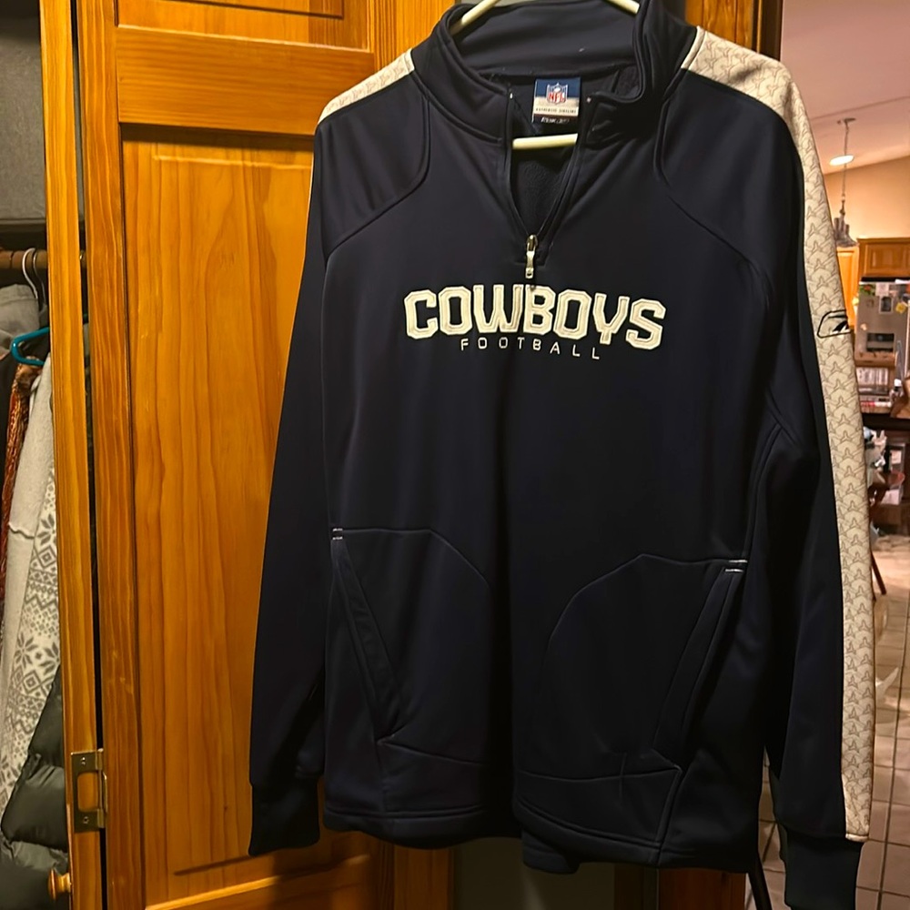NFL Cowboys Men's Navy Quarter-Zip Pullover Sweater